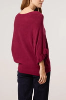 RUFFLE SLEEVE KNIT WINE