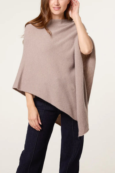 SOFT KNIT PONCHO MOCHA