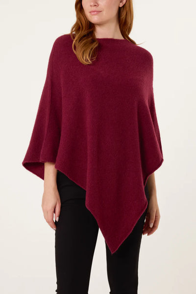 SOFT KNIT PONCHO WINE
