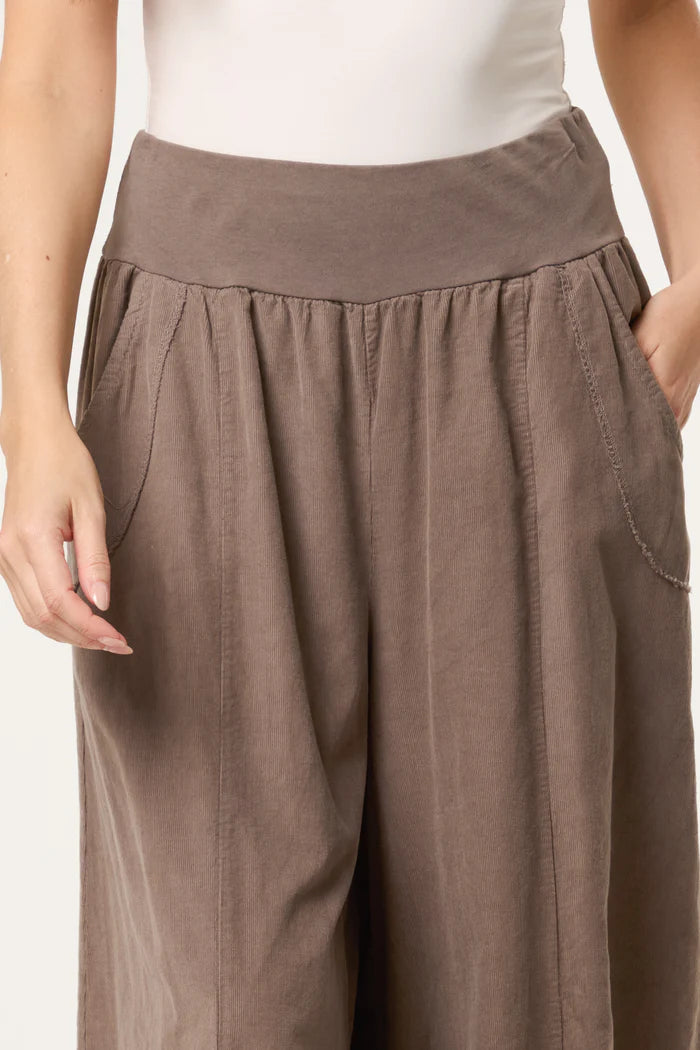 NEEDLECORD WIDE LEG PALAZZOS MOCHA