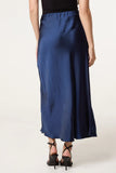 SATIN MIDAXI SKIRT NAVY