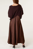 SATIN DRESS AND JUMPER SET CHOCOLATE