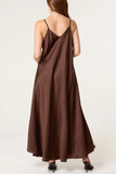 SATIN DRESS AND JUMPER SET CHOCOLATE