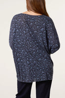 ANIMAL PRINT FINE KNIT NAVY