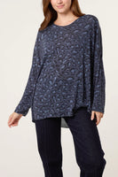 ANIMAL PRINT FINE KNIT NAVY