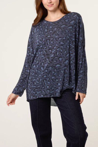 ANIMAL PRINT FINE KNIT NAVY