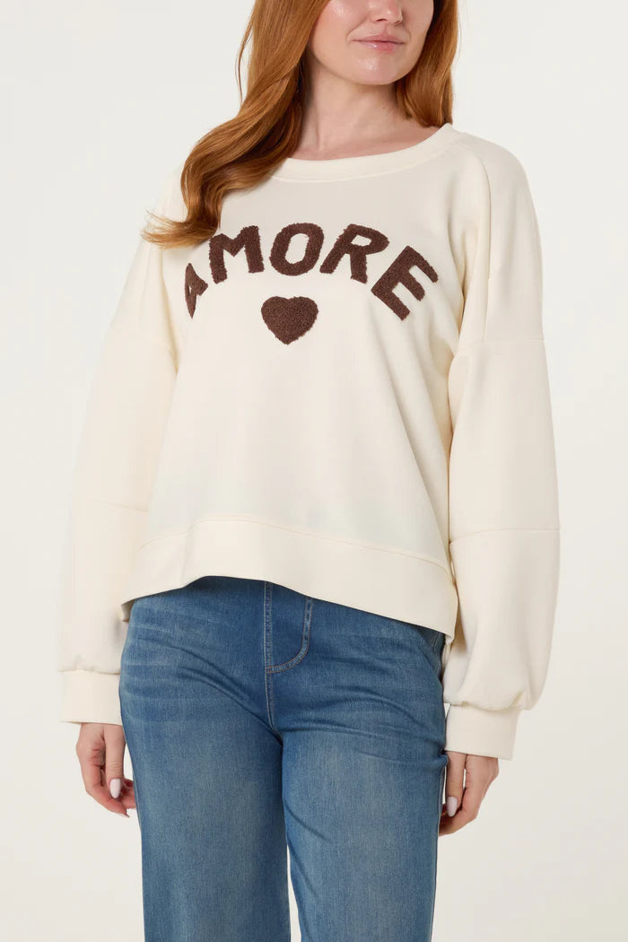 AMORE HIGH LOW SWEATSHIRT CREAM
