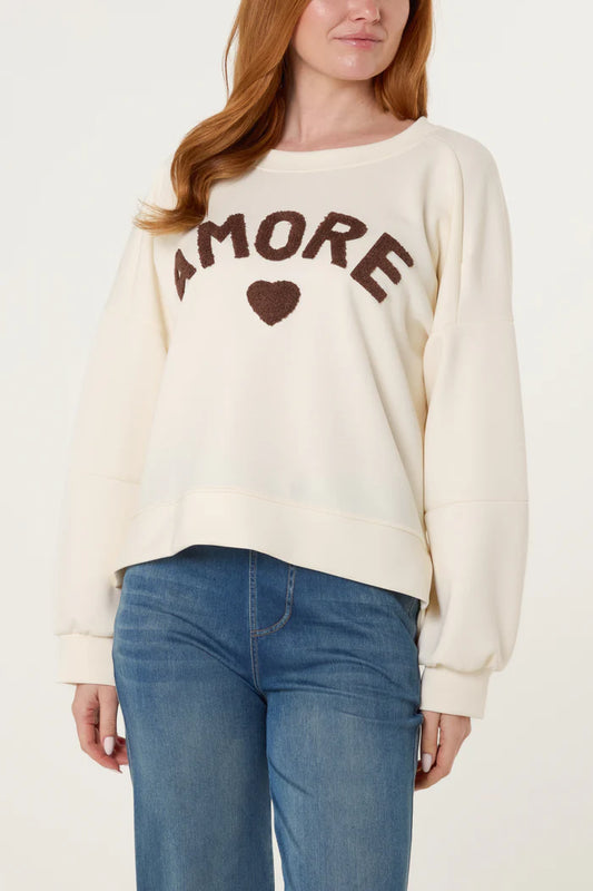 AMORE HIGH LOW SWEATSHIRT CREAM