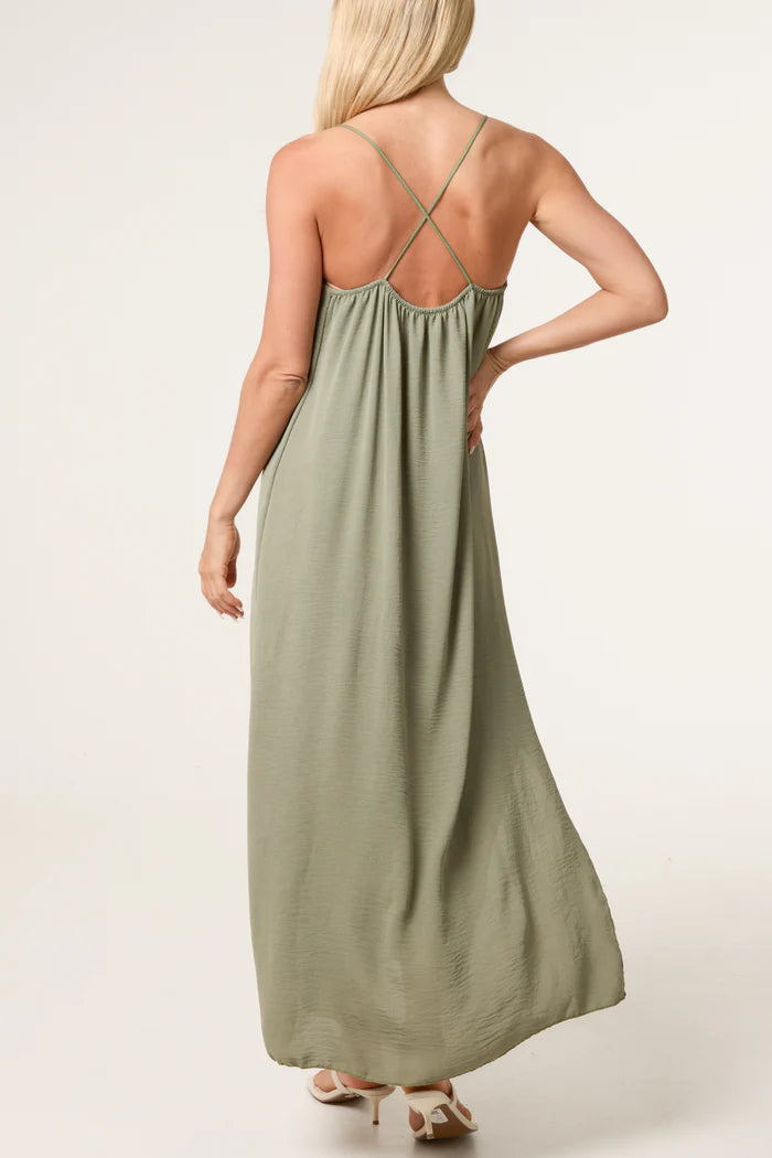 CROSS BACK CAMI STRAP MAXI DRESS (VARIOUS)