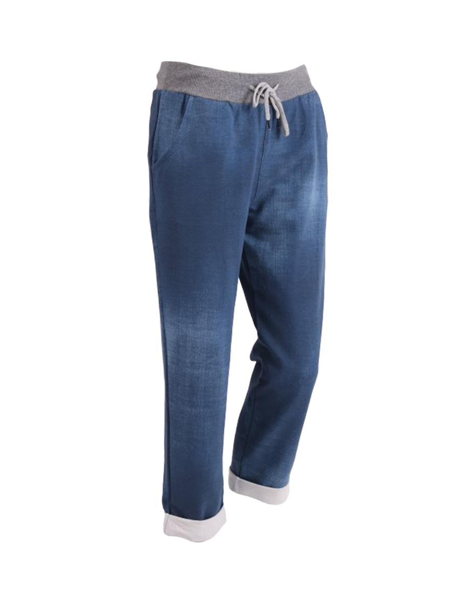 COTTON CROPPED TROUSER IN DENIM BLUE