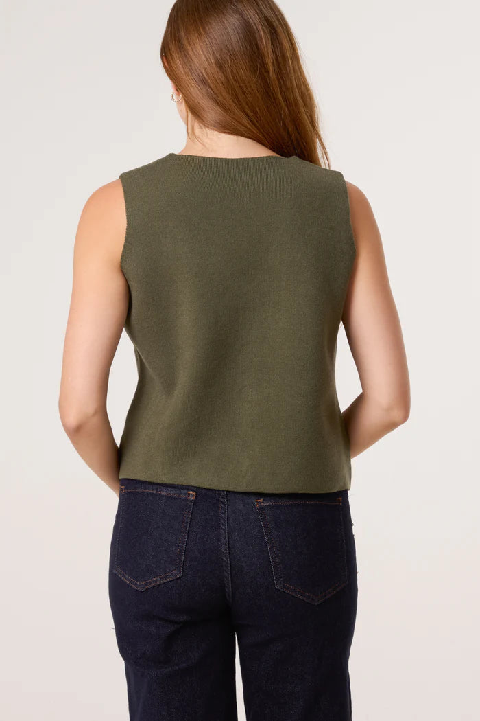BUTTON WAISTCOAT KHAKI