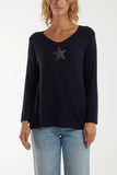 SUPER SOFT DIAMANTE STAR FINE KNIT IN NAVY