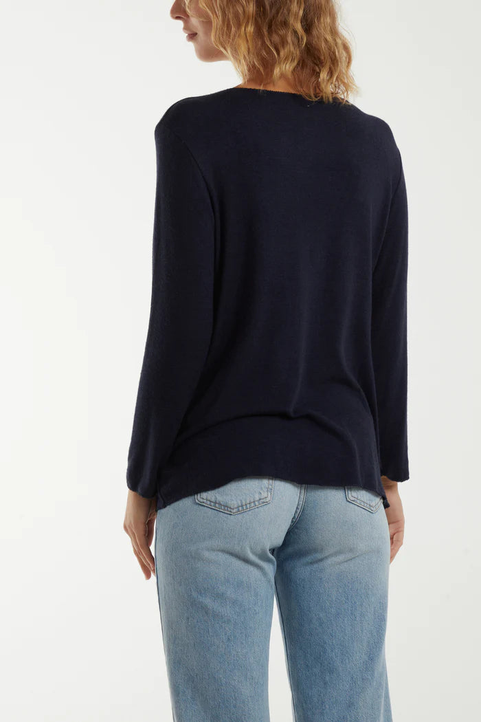 SUPER SOFT DIAMANTE STAR FINE KNIT IN NAVY