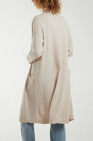 RIBBED STAR LONG CARDI STONE