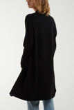 RIBBED STAR LONG CARDI IN BLACK