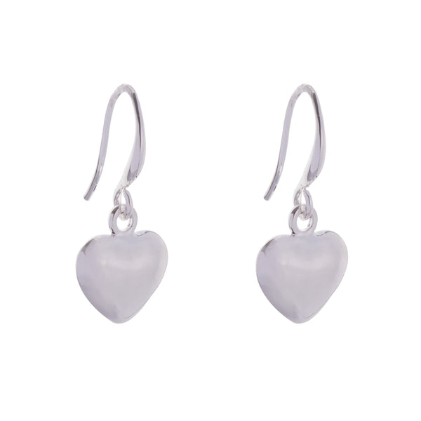 HEART HOOK EARRINGS IN RHODIUM SILVER