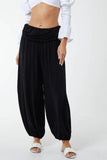 SUPER SOFT PLAIN HAREM PANTS BLACK