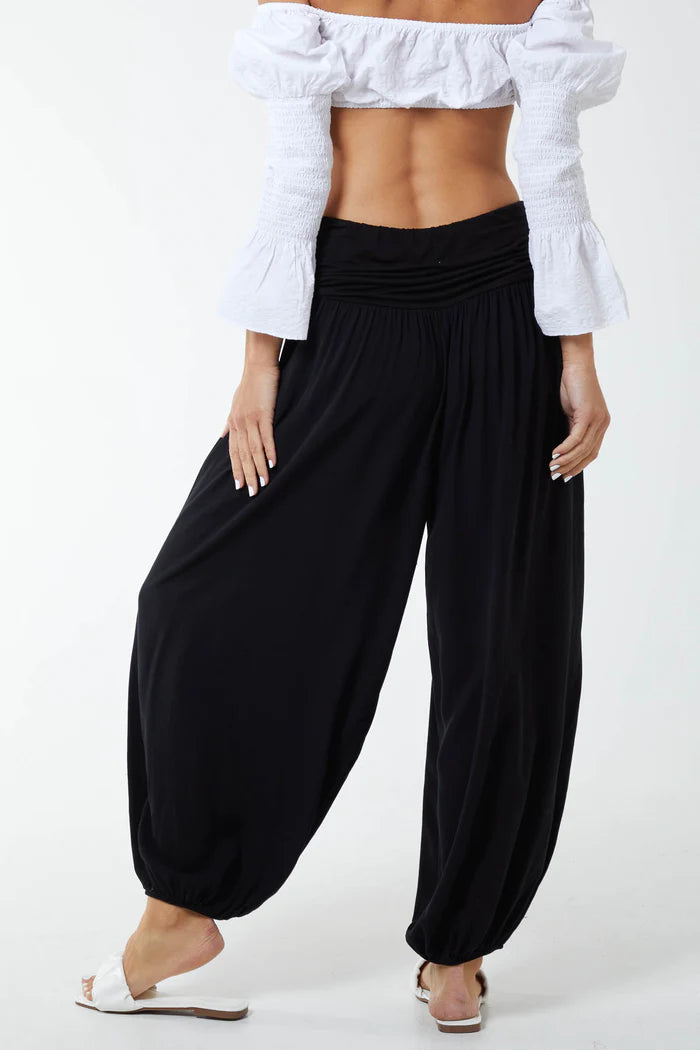 SUPER SOFT PLAIN HAREM PANTS BLACK