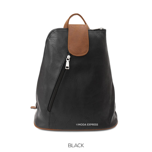 BACKPACK IN BLACK AND TAN